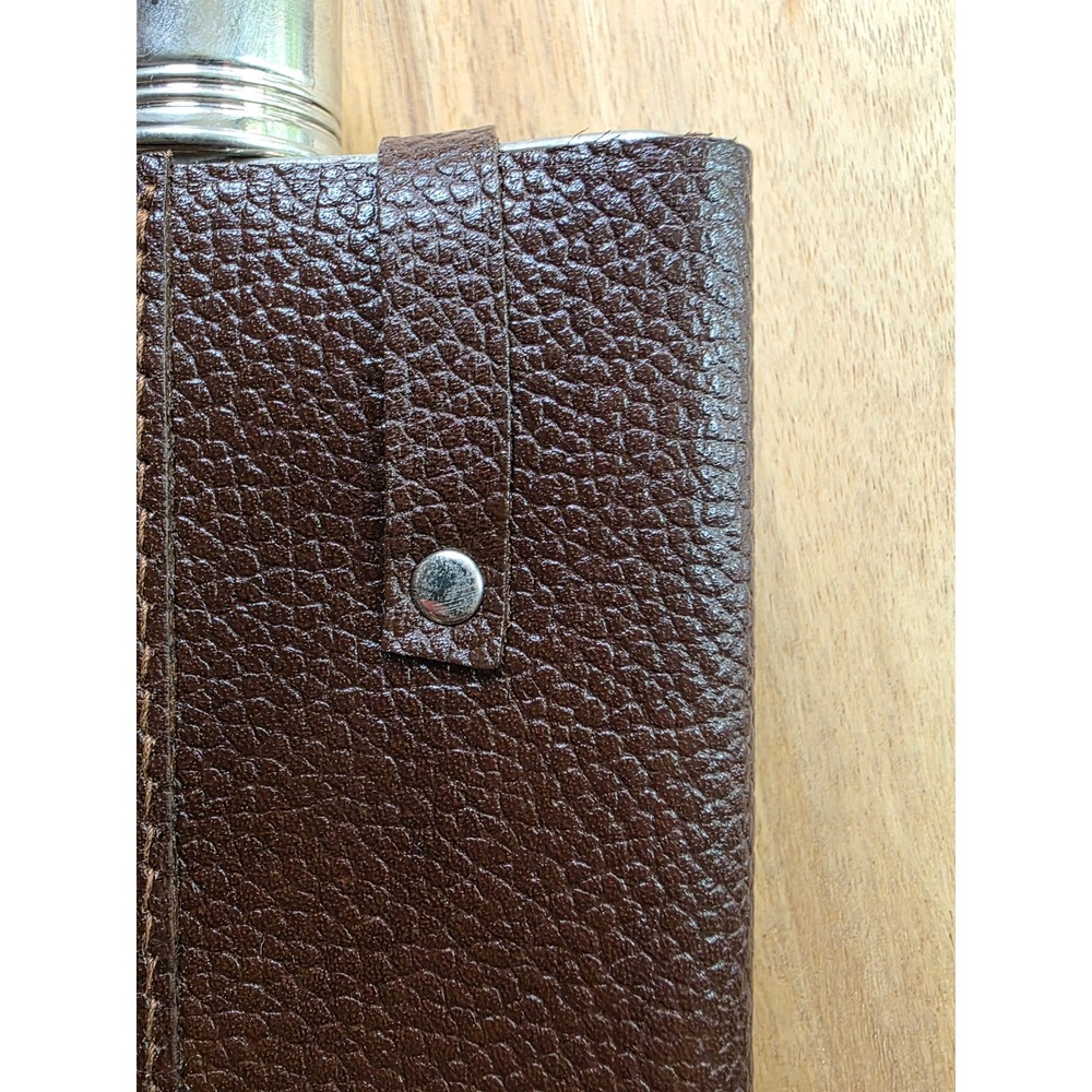 AKAH Jagerflasche Vintage Hip Flask Brown Leather Stainless Steel Hunting 78020 - Picture 9 of 16
